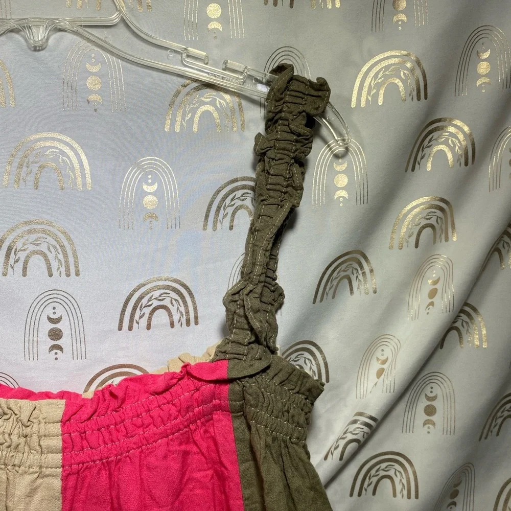 Cato Pink and Tan Ruffled BOHO Camisole - Picture 3 of 7